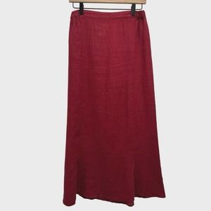 FLAX Linen Maxi Skirt Red Womens Small Jeanne Engelhart Cottage Prairie